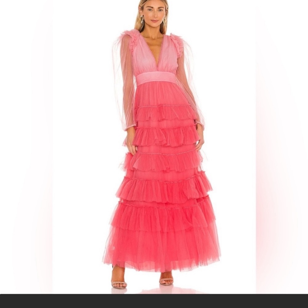 LoveShackFancy Francoise Gown Full Maxi Dress Ombre Millennial Pink sz2